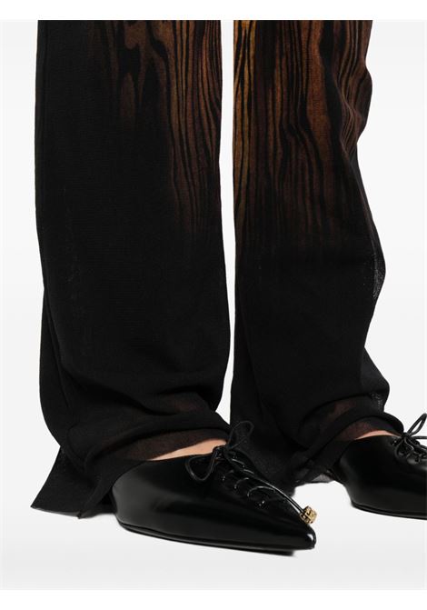 pantaloni mesh printed wood donna neri e marroni JEAN PAUL GAULTIER | 25/03-W-TR020-M002P0060